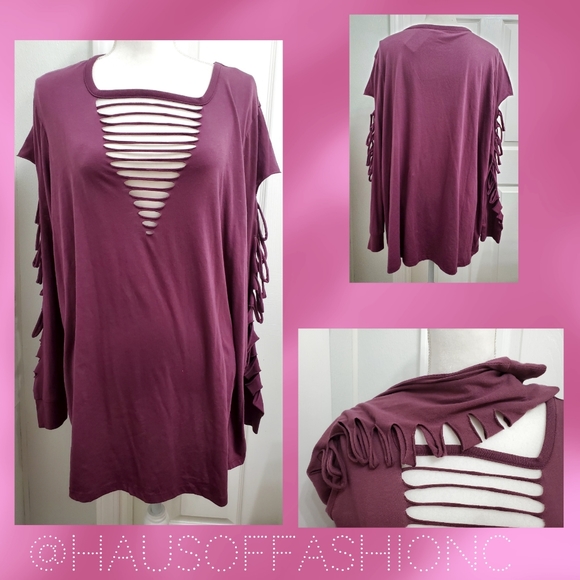 TORRID Purple Violet Slash Classic Fit Long Sleeve Tee! NWT! - Picture 5 of 6